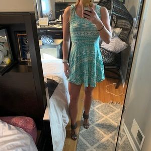 Blue & white print dress